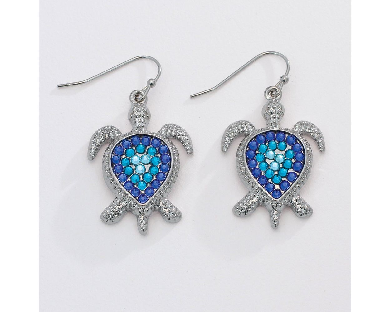 Turtle w/ Blue Crystals Earrings (PBB)