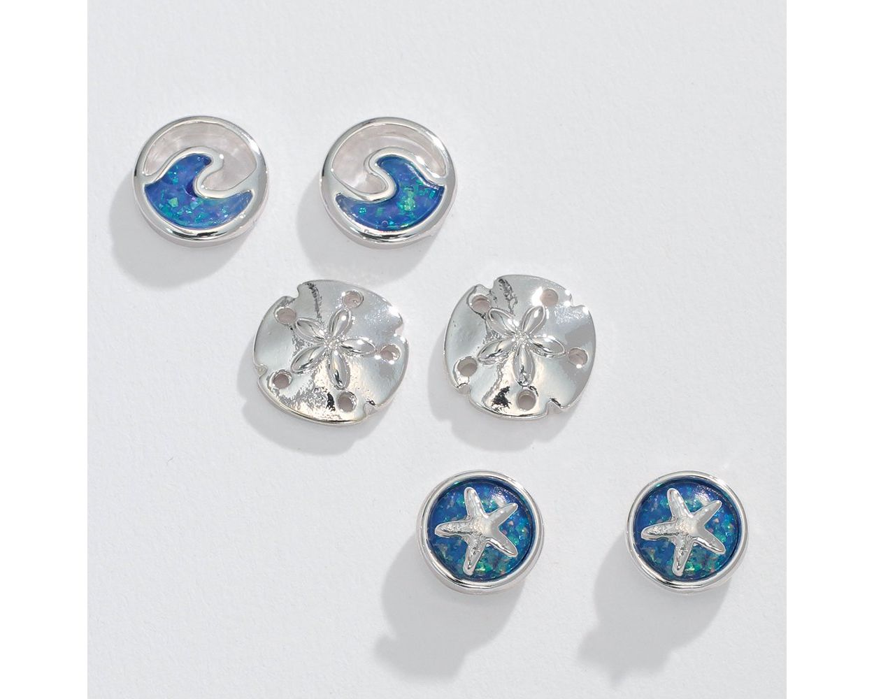 Trio - Silver and Blue Sea Life Earrings (PBB)