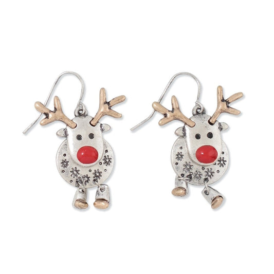 Silver Reindeer  Earrings Christmas (PBB)