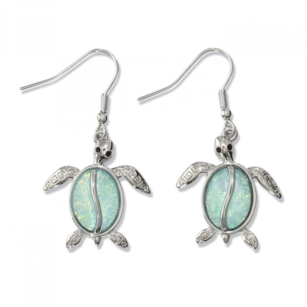 Aqua Inlay Sea Turtles Earrings (PBB)