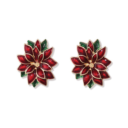 Poinsettia Earrings Christmas (PBB)