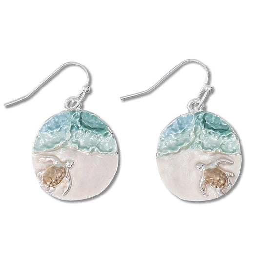 Round Sea Turtle Earrings (PBB)