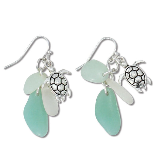 Sea Turtle Sea Glass Earrings (PBB)