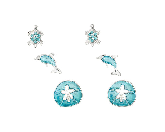 Blue Sealife Trio Earrings (PBB)