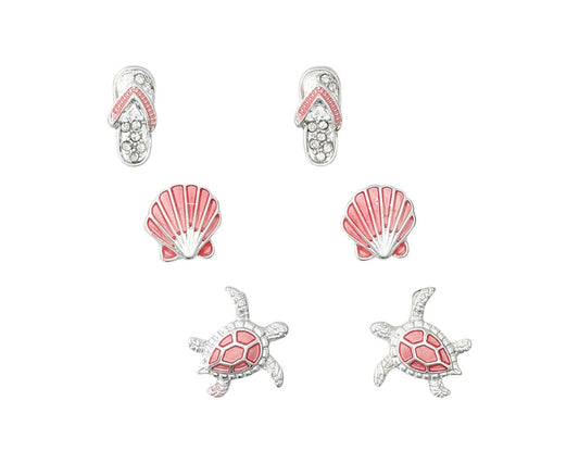 Coral Beach Life Trio Earrings (PBB)