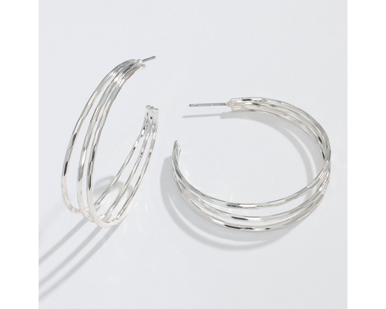 Hammered Silver Open Hoop Earrings (PBB)