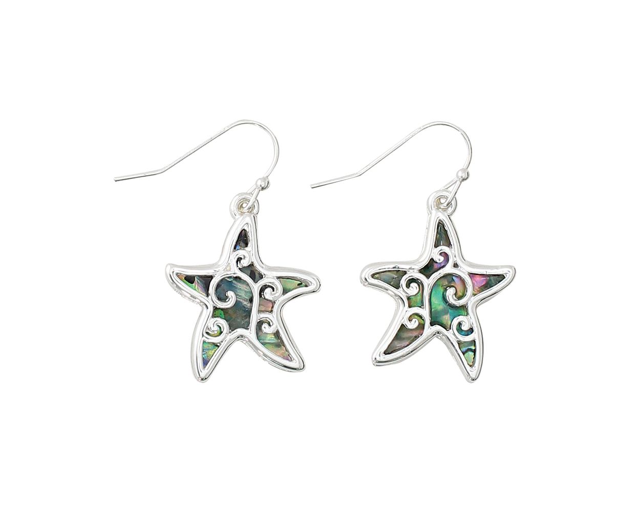 Silver Starfish w/ Abalone Earrings (PBB)