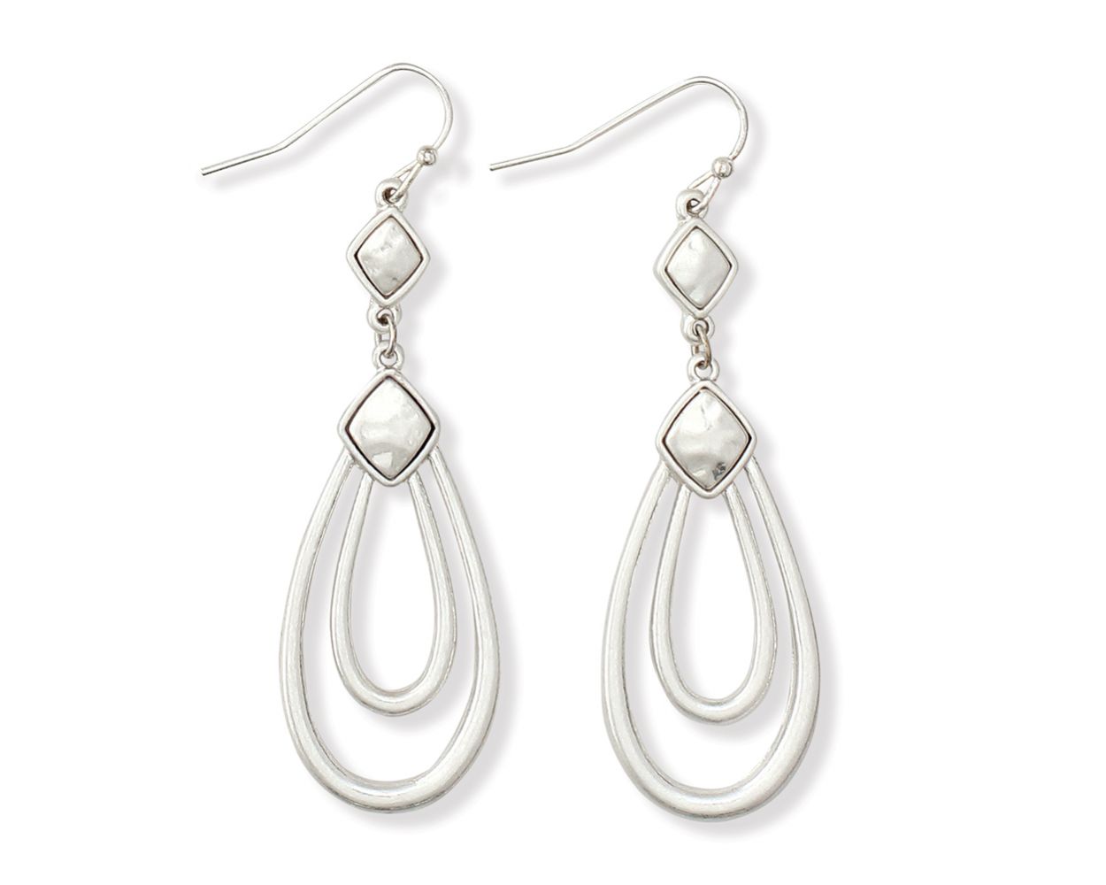 DoubleTeardrops with Hammered Accent Earrings (PBB)