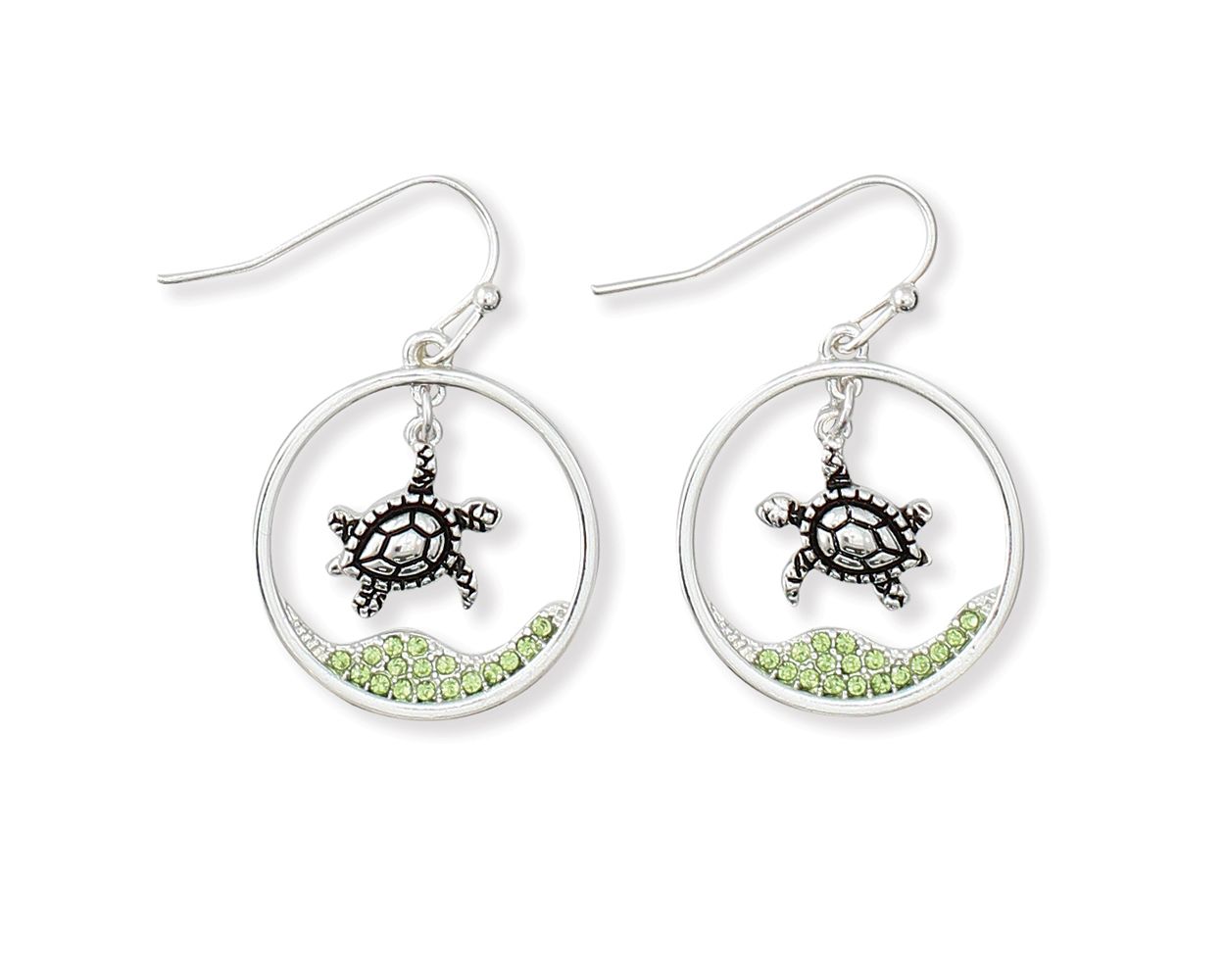 Swimming Turtles in Circle Earrings (PBB)