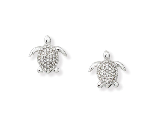 Silver Turtle w/ Crystal Inlays Earrings (PBB)