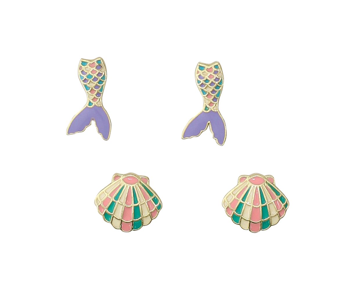 Duo - Mermaid Tail & Shell Earrings (PBB)