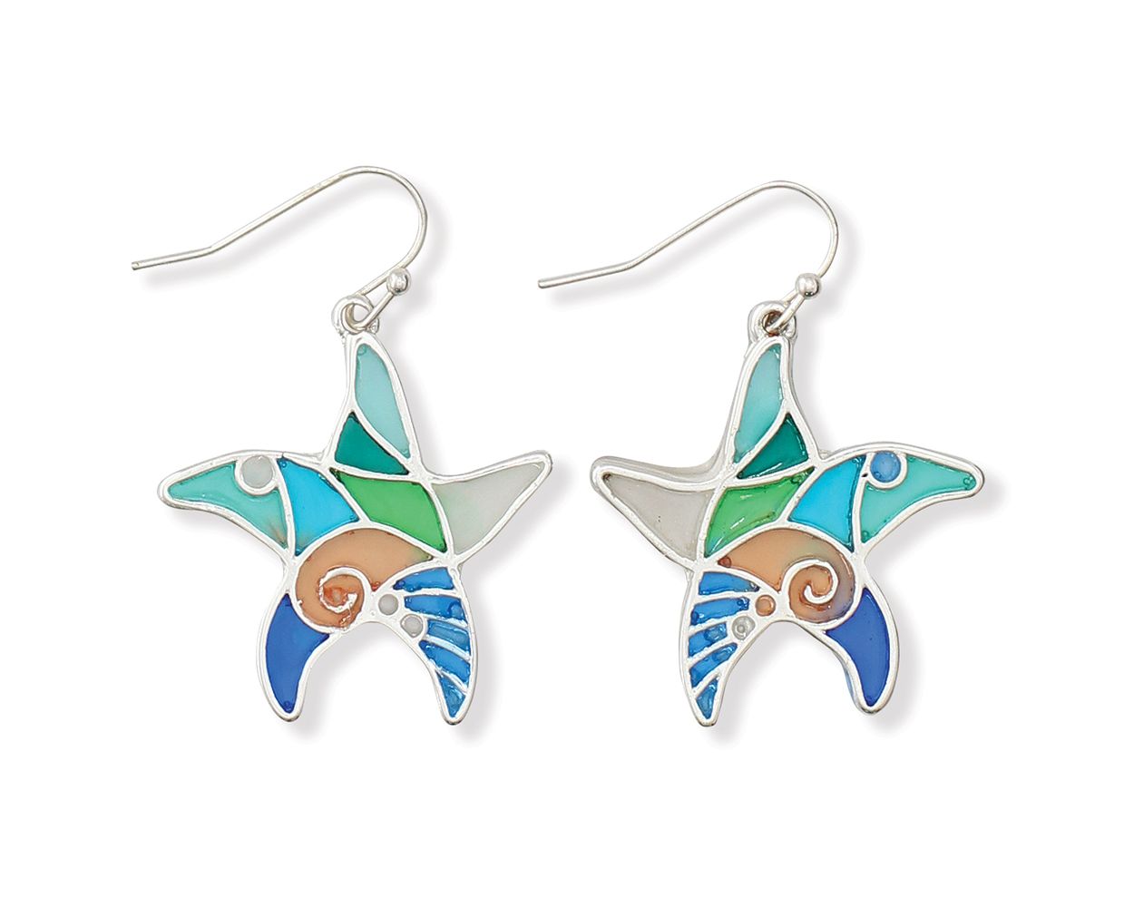 Colorful Glass Starfish Earrings (PBB)