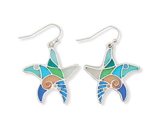 Colorful Glass Starfish Earrings (PBB)