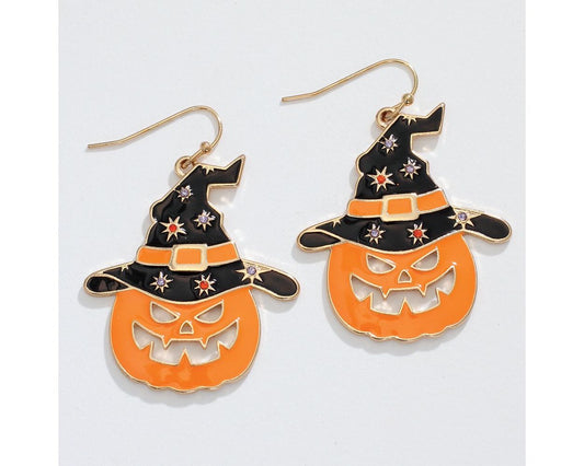 Jack-o'-Lanterns w/ Hats Earring - Fall (PBB)