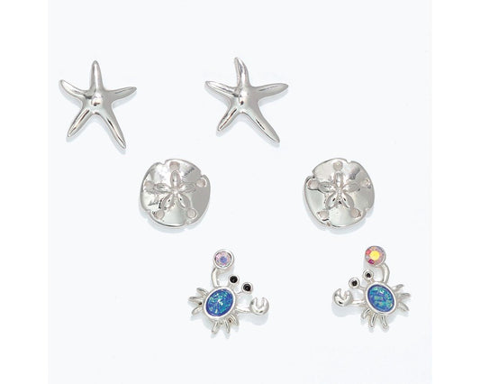 Silver Sealife Trio Earrings (PBB)