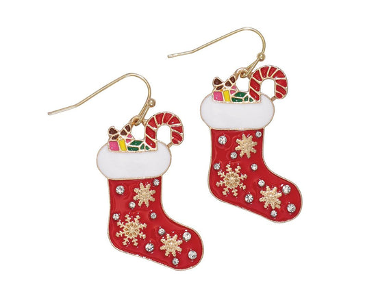 Red Stocking Earrings Christmas (PBB)