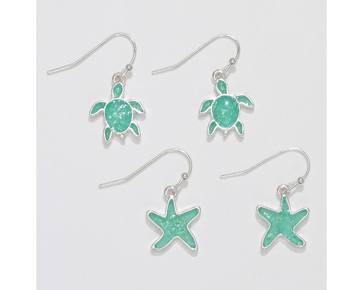 Green Turtle & Starfish Earrings (PBB)