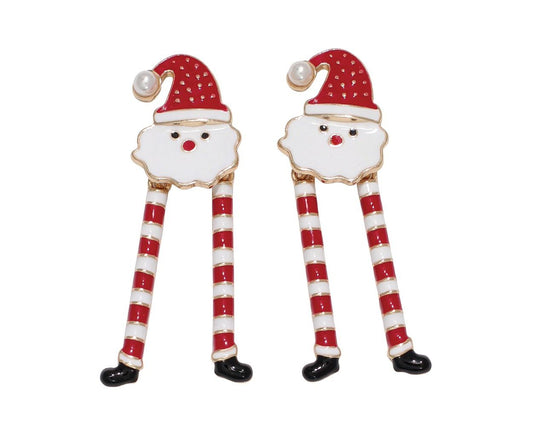 Long Leg Santa Earrings Christmas (PBB)