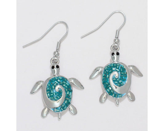 Green Swirl Turtle Earrings (PBB)