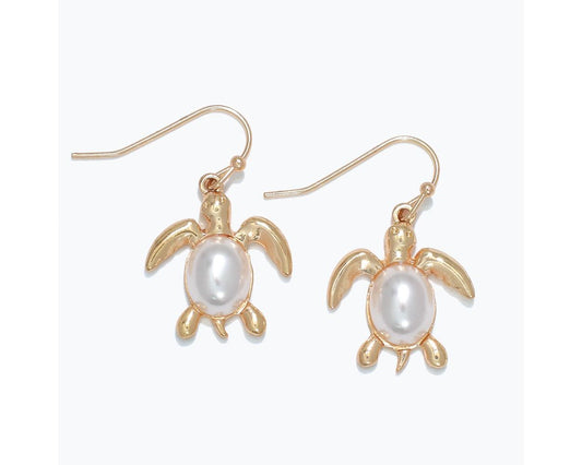 Gold & Pearl Turtle Earrings (PBB)