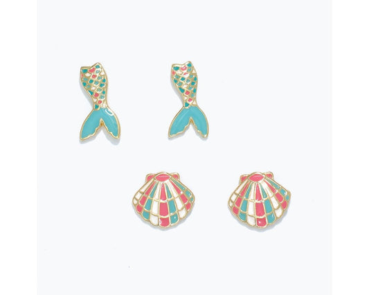 Colorful Mermaid Tail Duo Earrings (PBB)