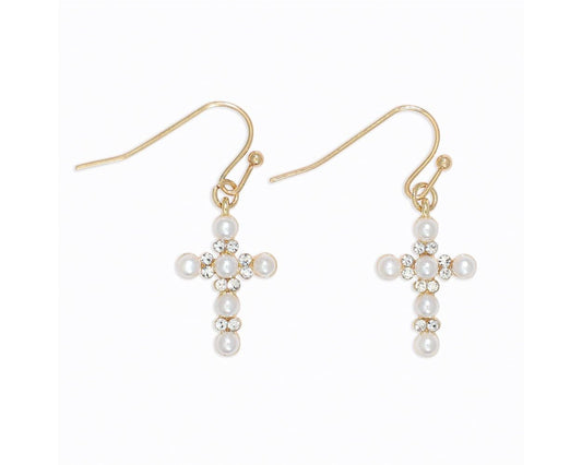 Cross w/ Pearls & Crystal Earrings (PBB)