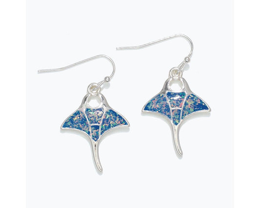 Silver & Glittery Sting Ray Earrings (PBB)