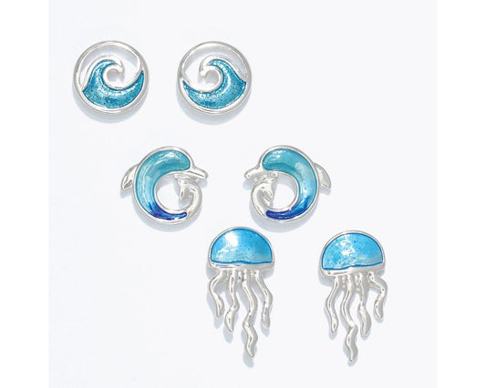 Wave & Sea Life Trio Earrings (PBB)