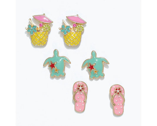 Gold Tropical Trio Earrings (PBB)