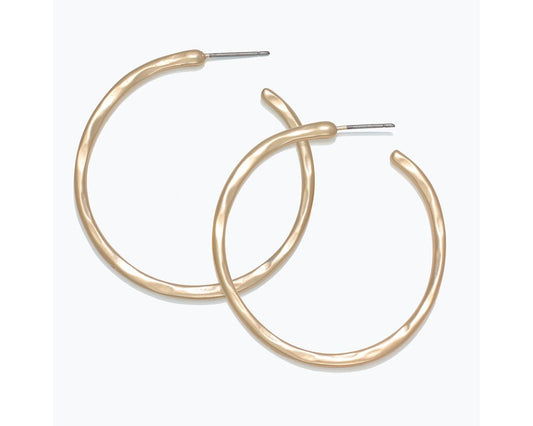 Hammered Matte Gold Hoop Earrings (PBB)