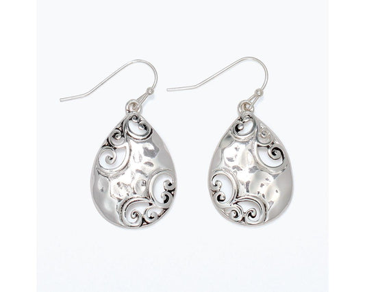 Hammered Silver w/ Open Filigree Earrings (PBB)