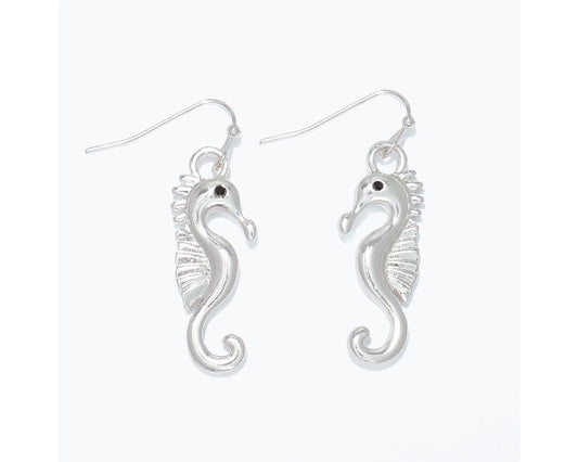 Silver Slim Sea Horses Earrings (PBB)