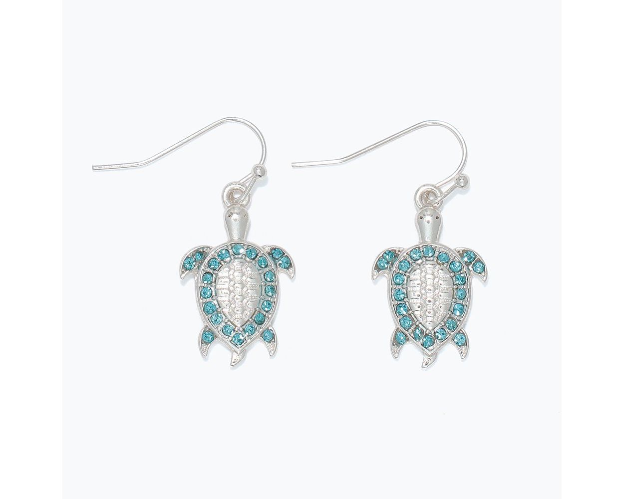 Turtle w/ Aqua Crystals Earrings (PBB)