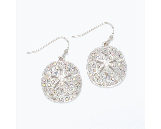 Silver Sand Dollar w/ Crystals Earrings (PBB)