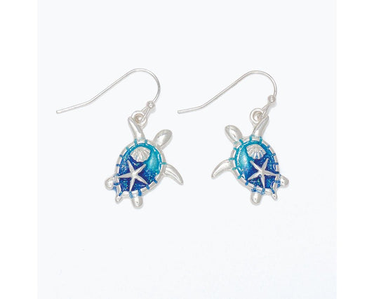 Turlte w/ Blue Shell & Sea Shell Earrings (PBB)