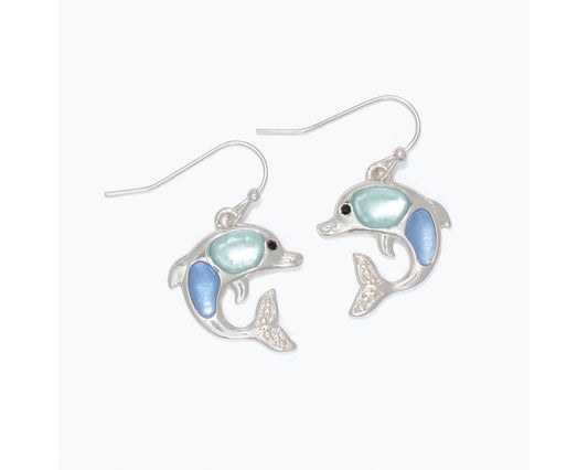 Silver Dolphin w/ Inlays Earrings (PBB)
