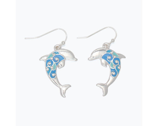 Blue Dolphin w/ Crystals Earrings (PBB)