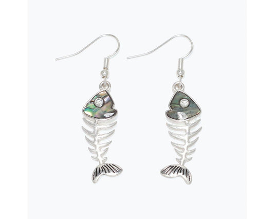 Bonefish w/ abalone Inlay Earrings (PBB)