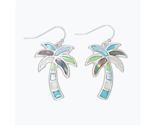 Palm Tree w/ Coastal Colors Inlay Earrings (PBB)