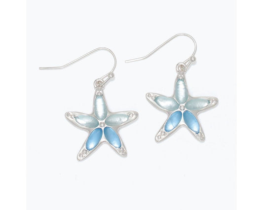 Starfish w/ Blue Inlay Earrings (PBB)