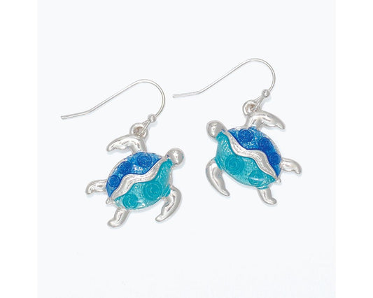 Blue & Aqua Turtle Earrings (PBB)