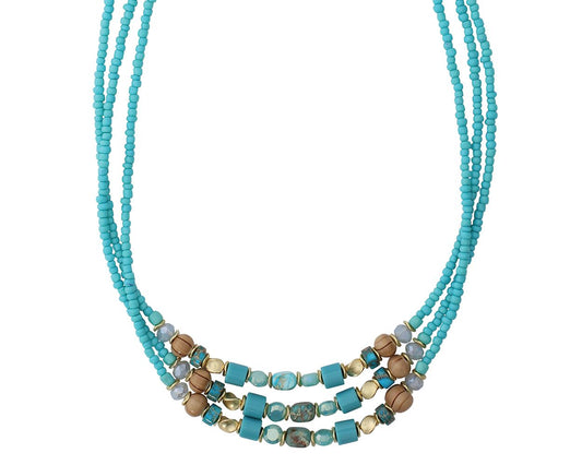 Layered Aqua Beads Necklace (PBB)