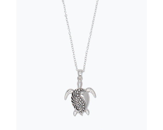 Silver Wave Turtle Necklace (PBB)