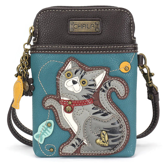 Gray Tabby Cat Cellphone Xbody Purse 5"x7.5" (CHB)