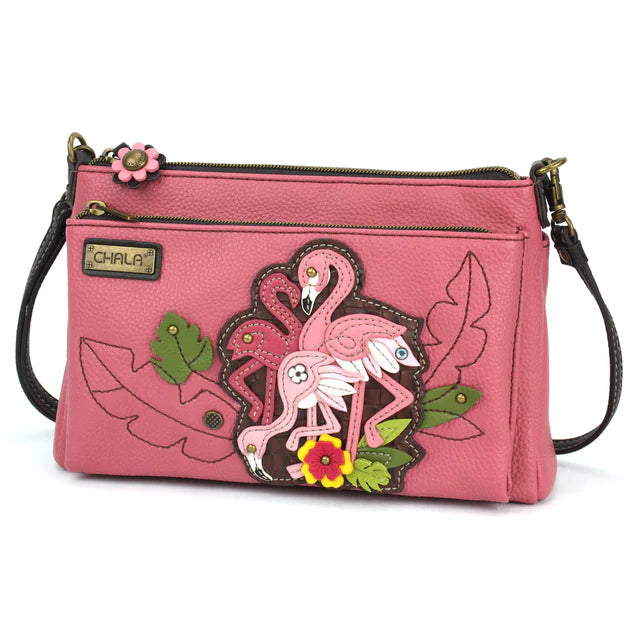 Flamingos Deluxe Crossbody Purse 10"x6.25" (CHB)