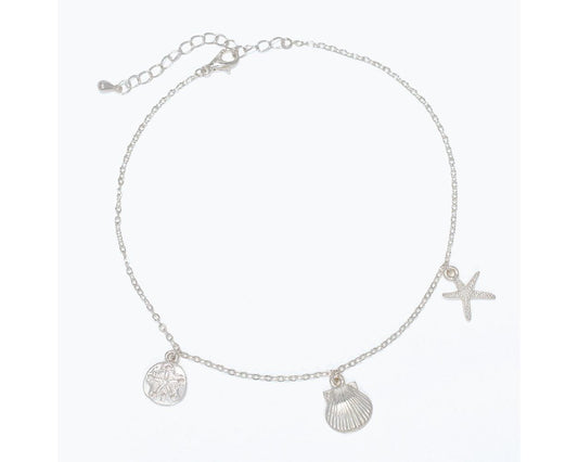 Silver Sealife Charms Anklet (PBB)