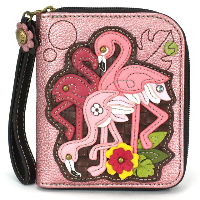 Flamingos Zip Around Wallet 5"x6" (CHB)