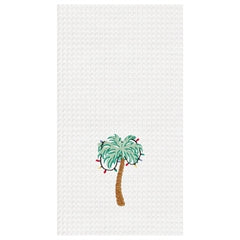 Lighted Palm Tree Christmas Waffle Weave Kitchen Towel 18x27 (CF)