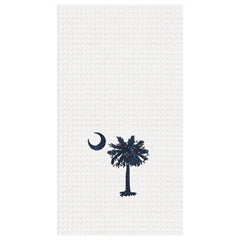 Crescent Moon Palm Tree Christmas Waffle Weave Kitchen Towel 18x27 (CF)