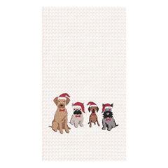 Santa Dog Christmas Waffle Weave Kitchen Towel 18x27 (CF)